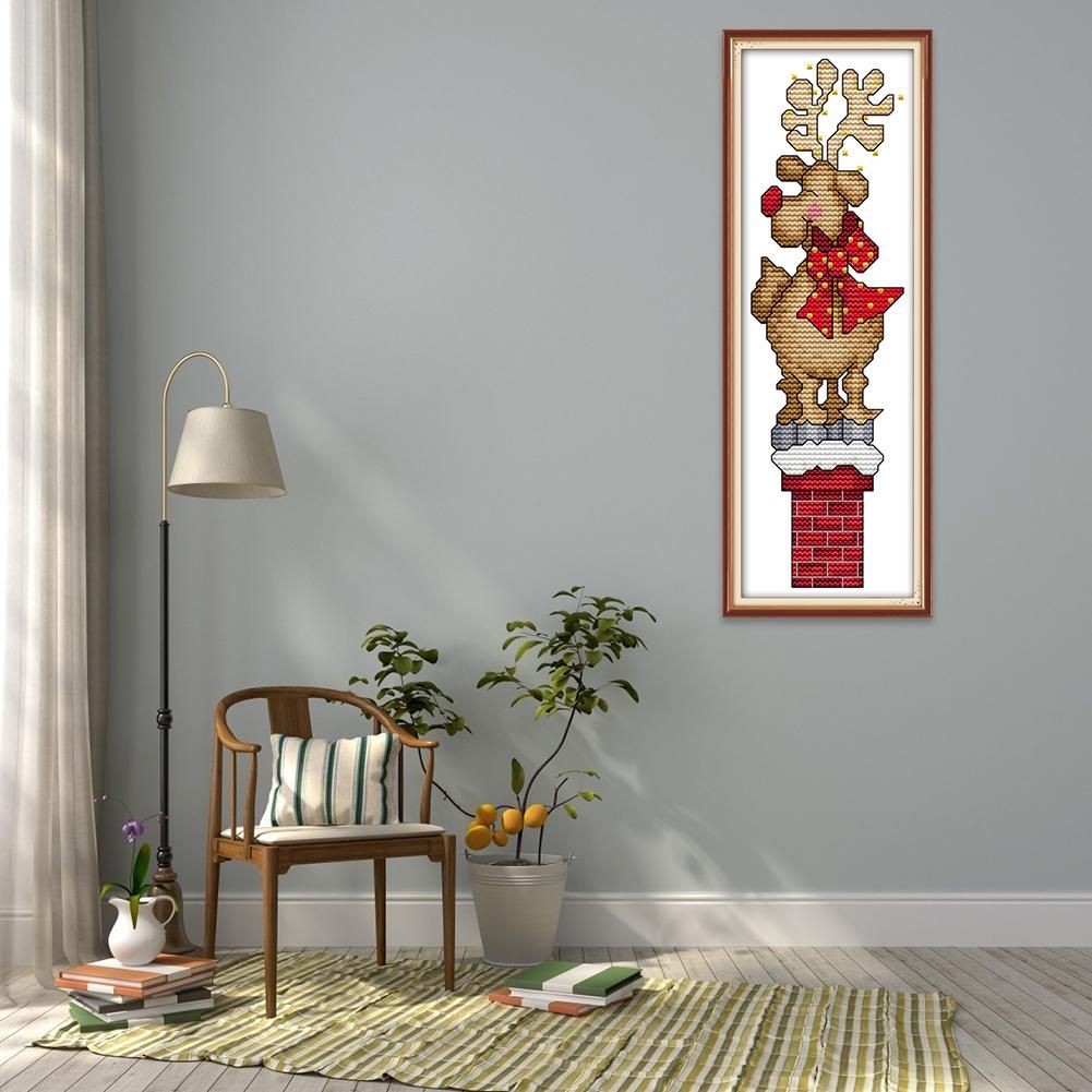 DIY Canvas Cross Stitch Kit Needlework Embroidery Art (C997 Christmas Deer)