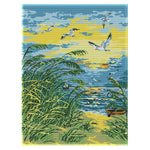 14CT Stamped Cross Stitch Kits Morning Glow by the Sea Embroidery  F924