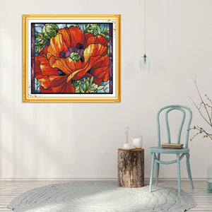 Fashion Flowers DIY Cross Stitch Embroidery Threads Print on Canvas (H629)