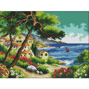 Seaside Ecological Cotton Painting 14CT Cross Stitch Needleworks (F920)