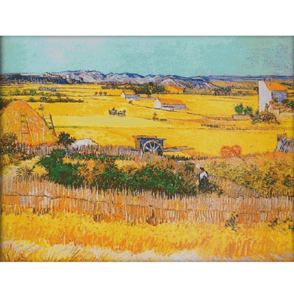 Harvest Wheat Field Cross Stitch DIY Ecological Cotton 14TC Canvas (F685)