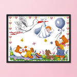 Baby Coming 14CT Stamped Cross Stitch Print Canvas Needlework  34x27cm