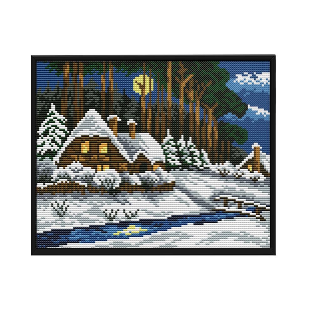 14CT Stamp Cross Stitch Kits DIY Winter Needlework Craft 29 X 22cm  F430