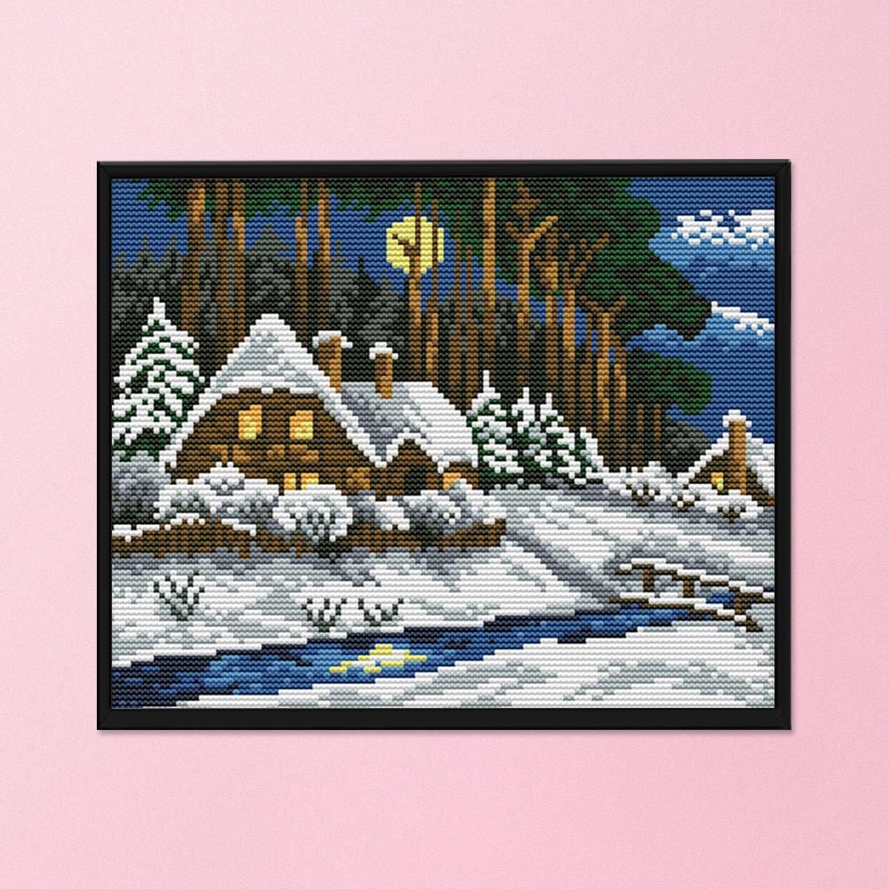 14CT Stamp Cross Stitch Kits DIY Winter Needlework Craft 29 X 22cm  F430