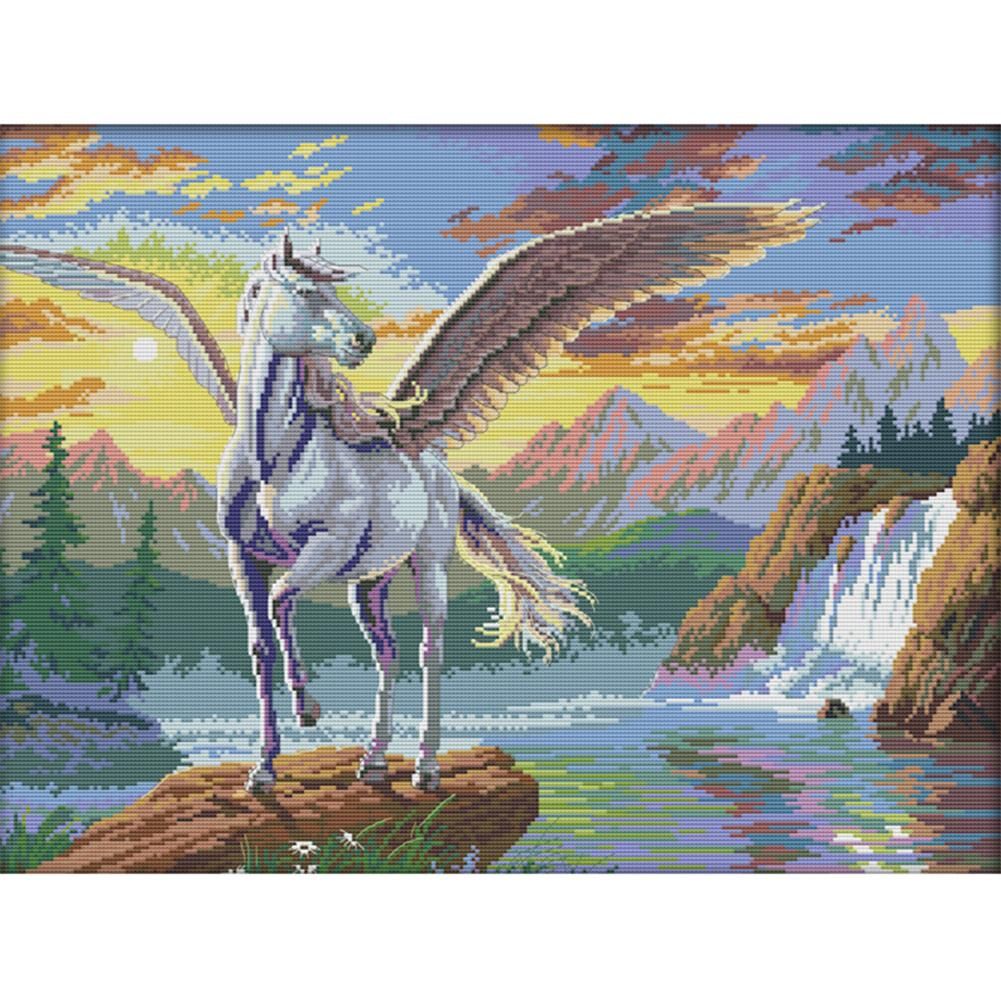 Flying Horse DIY Print Cross Stitch 14CT Count Thread Needlework (D308)