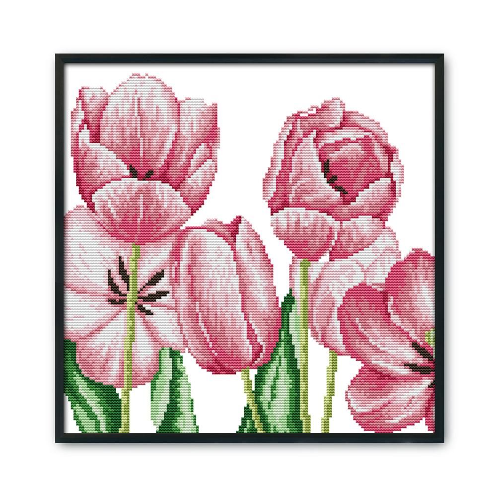 Artwork DIY Needlework 14CT Stamped Kit Cross Stitch  H436 Pink Tulip