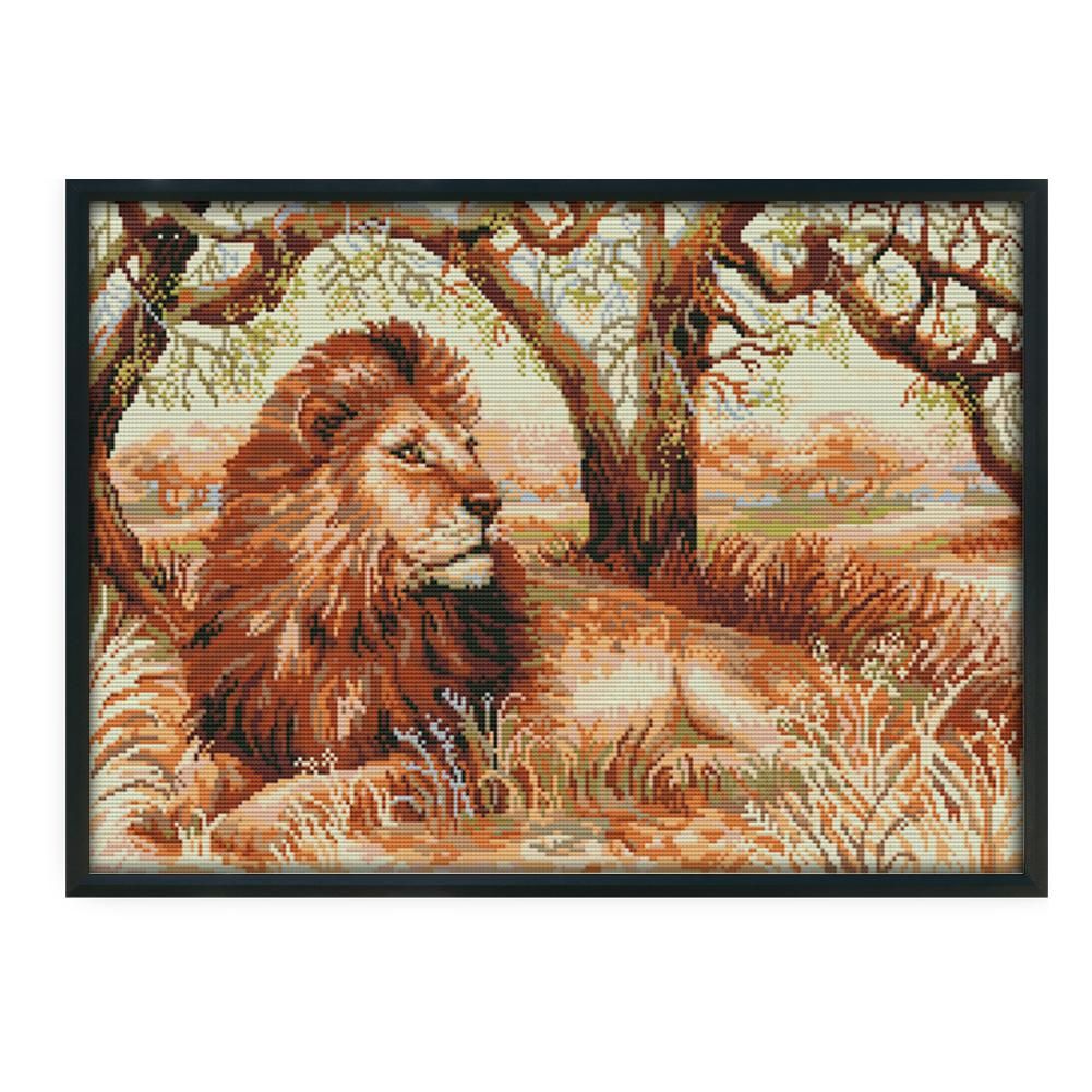 Cross Stitch Kits DIY Male Lion 14CT Stamped Needlework 51 X 36cm  D424