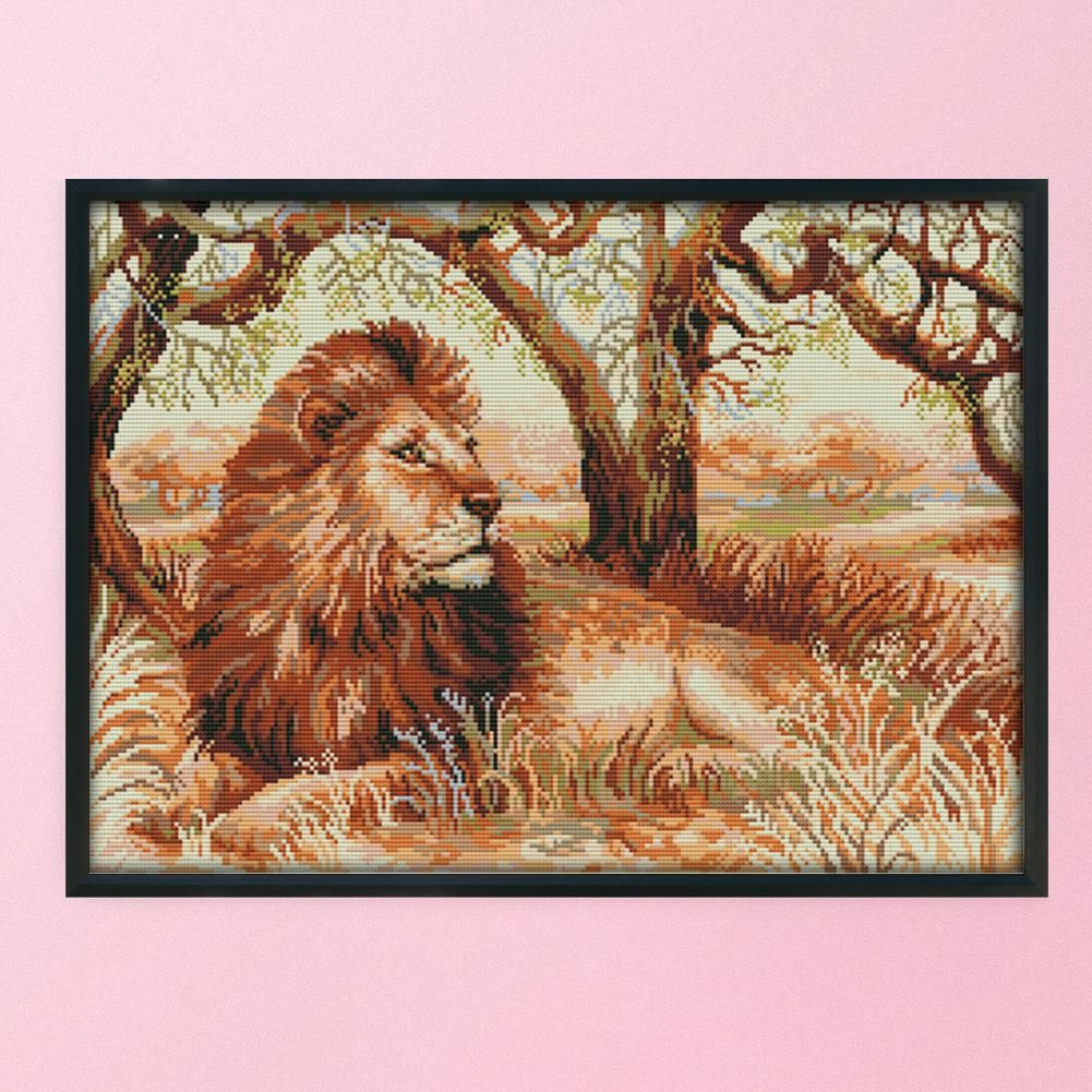 Cross Stitch Kits DIY Male Lion 14CT Stamped Needlework 51 X 36cm  D424