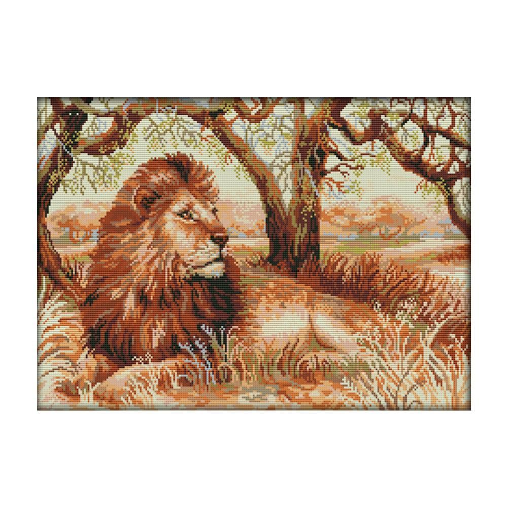 Cross Stitch Kits DIY Male Lion 14CT Stamped Needlework 51 X 36cm  D424