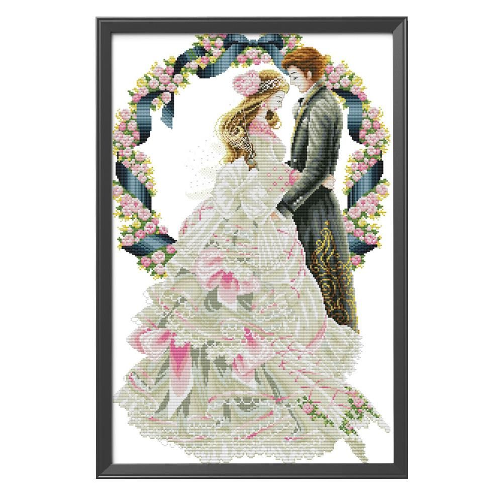 Stamped Cross Stitch Kit Western Wedding 14CT Embroidery Set  Noble R788