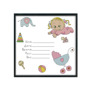 Baby Birth 14CT Stamped Cartoon Cross Stitch Canvas Embroidery Kits  C244