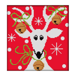 14CT Stamped Cross Stitch Kits DIY Christmas Elk Embroidery 34X34cm  C235