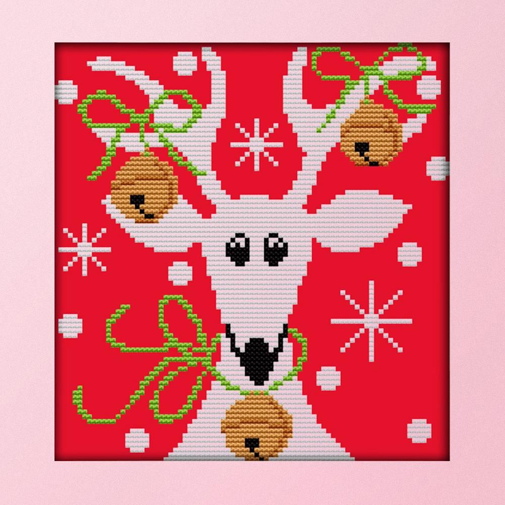 14CT Stamped Cross Stitch Kits DIY Christmas Elk Embroidery 34X34cm  C235