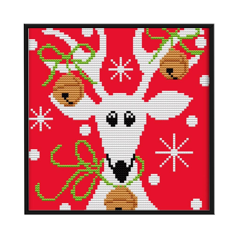 14CT Stamped Cross Stitch Kits DIY Christmas Elk Embroidery 34X34cm  C235