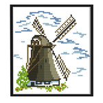 14CT Stamp Cross Stitch Kits DIY Small Windmill Needlework 17 X 17cm  F493