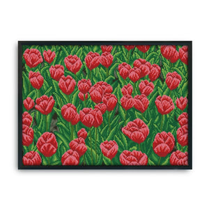 14CT Stamped Cross Stitch Kits Tulip Garden Needlework Embroidery  F491