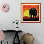 Sunset Elephant Canvas Painting Handmade Cross Stitch Needlework Set (D608)