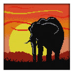 Sunset Elephant Canvas Painting Handmade Cross Stitch Needlework Set (D608)