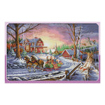 Winter Travel Counted Print Cross Stitch DIY Needlework Set Crafts (FA024)