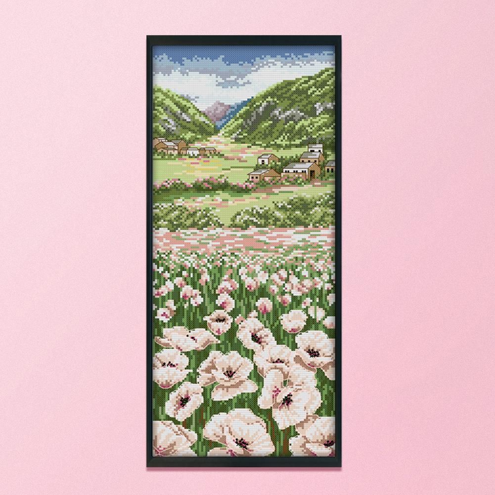 14CT Stamped Cross Stitch DIY Printed Needlework  F346 Flower Field