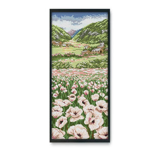 14CT Stamped Cross Stitch DIY Printed Needlework  F346 Flower Field