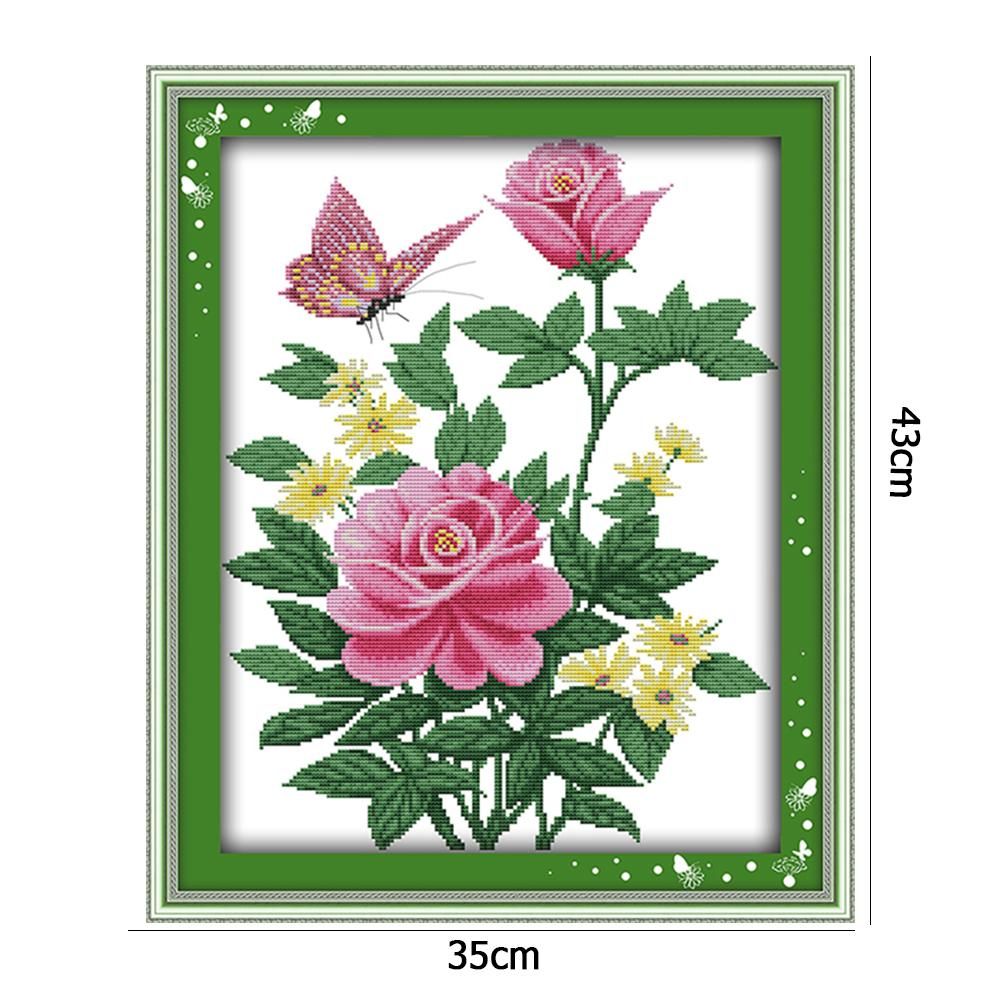 Flowers Cross Stitch 14CT2 DMC Ecological Cotton Thread Embroidery (H598)