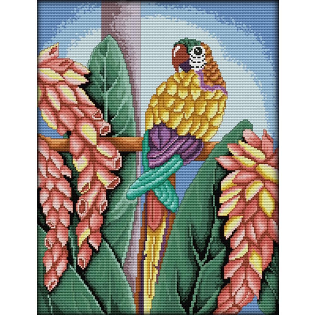 Parrot DIY Print Cross Stitch 14CT Count Thread Handmade Needlework (D307)