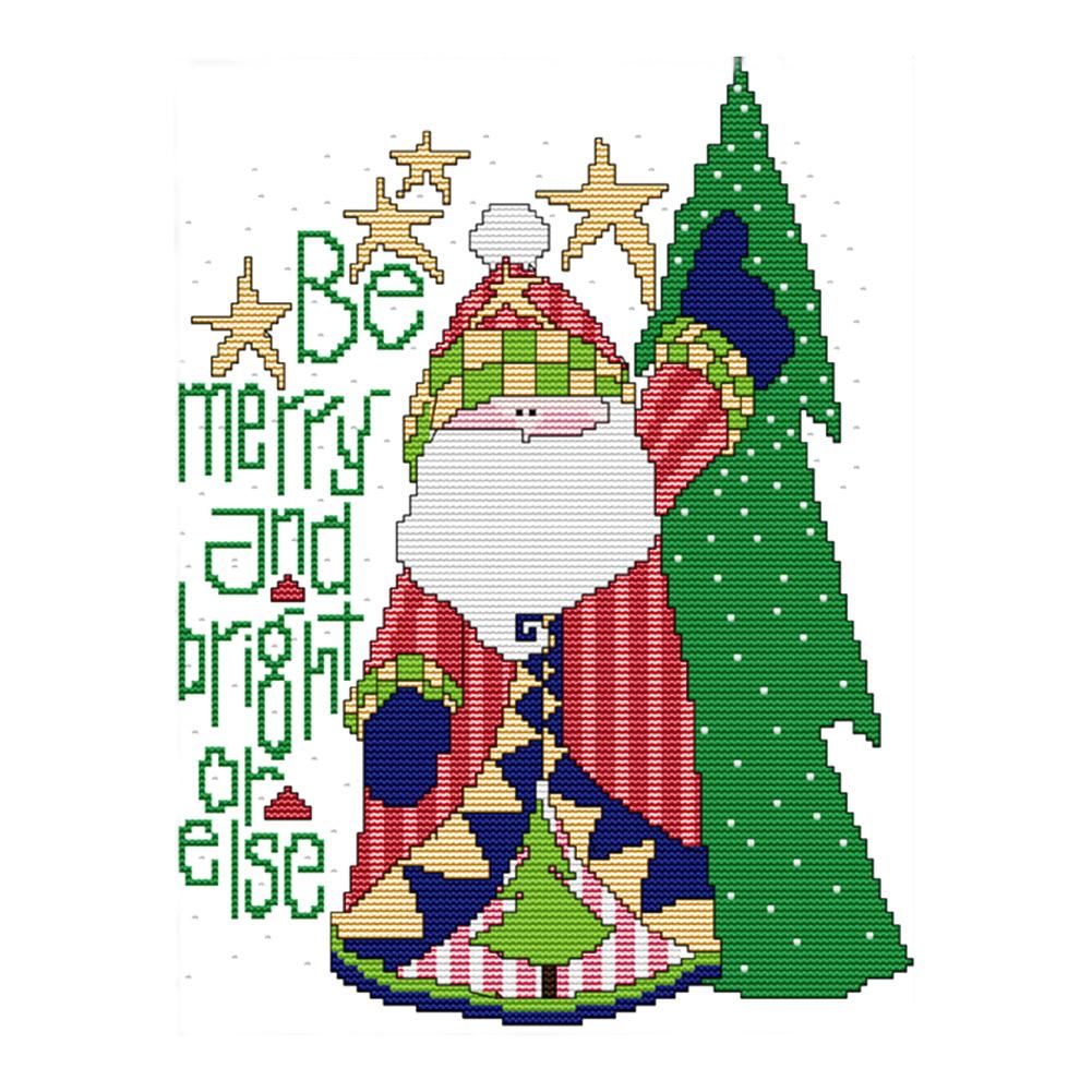 14CT Stamp Canvas Cross Stitch DIY Room Santa Claus Needlework Kit  K231