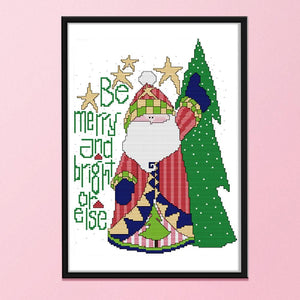 14CT Stamp Canvas Cross Stitch DIY Room Santa Claus Needlework Kit  K231