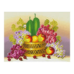 Fruit Harvest Stamped Cross Stitch 11CT Embroidery  Apple Grape 0820