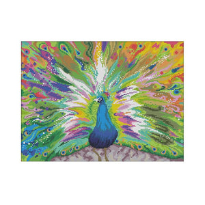 Peacock Cross Stitch 14CT Stamped Animals DIY Needlework  DA209 44x34cm