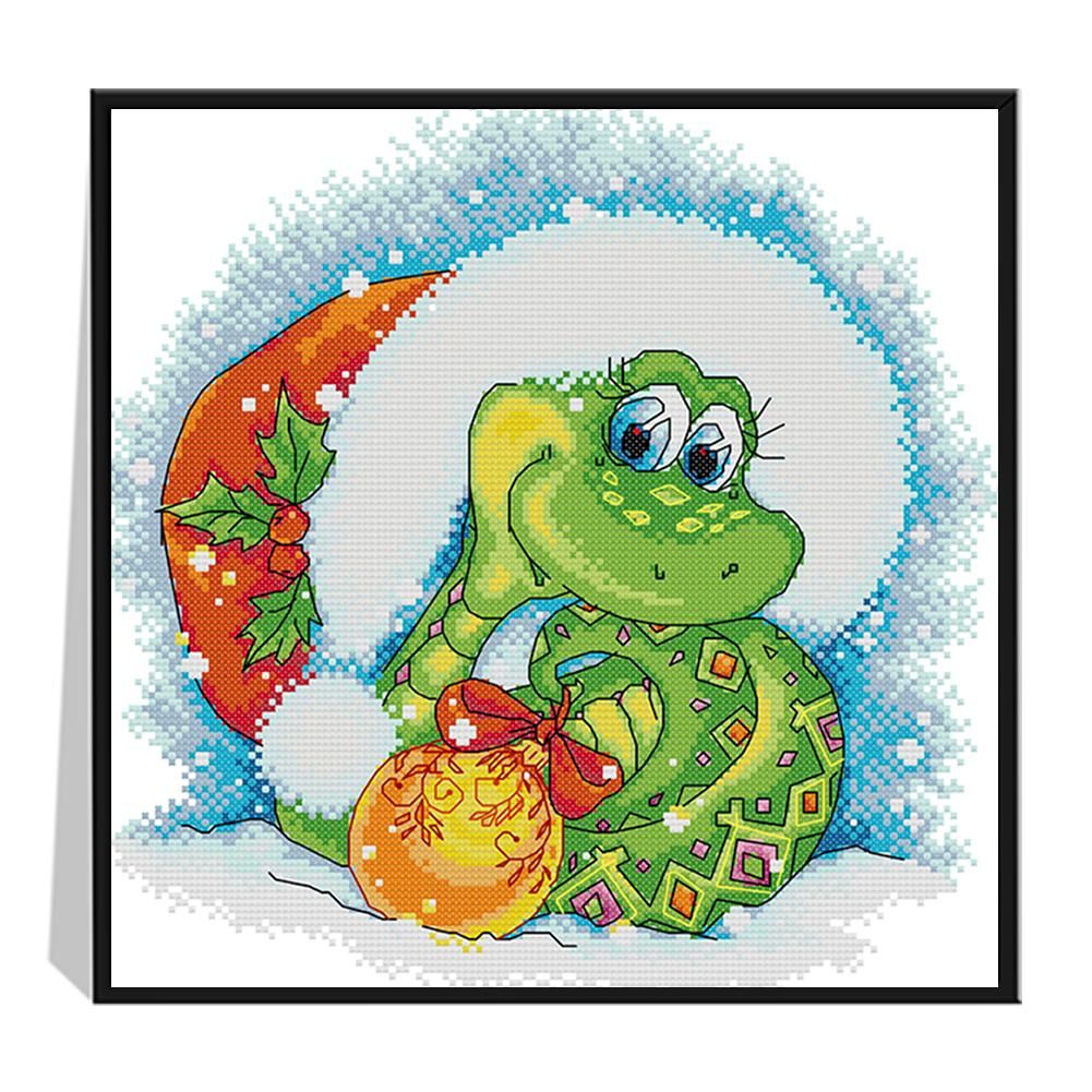 Christmas Snake 14CT Stamped Cross Stitch Embroidery Needlework Kit  A