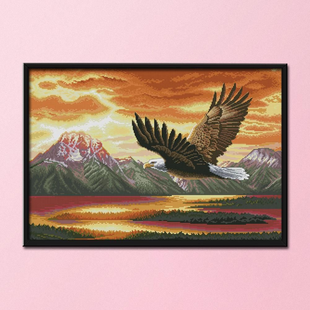 Stamped Cross Stitch Kit Eagle 14CT Embroidery DIY Set  Flying Eagle D427