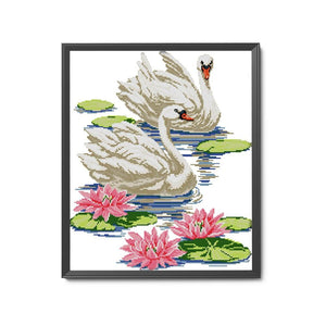 Swan Lovers Cross Stitch Embroidery DIY 14CT Stamped Needlework  D229