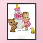 Pink Feeding Bottle 14CT Stamped Cross Stitch Embroidery Handicrafts  C144