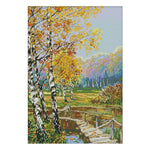 14CT Stamped DIY Cross Stitch Kits Needlework Gift  F717 Autumn Scenery