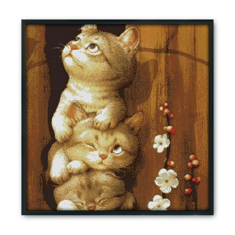 Cross Stitch Kits DIY Naughty Cat 14CT Stamped Embroidery 55 X 56cm  D355