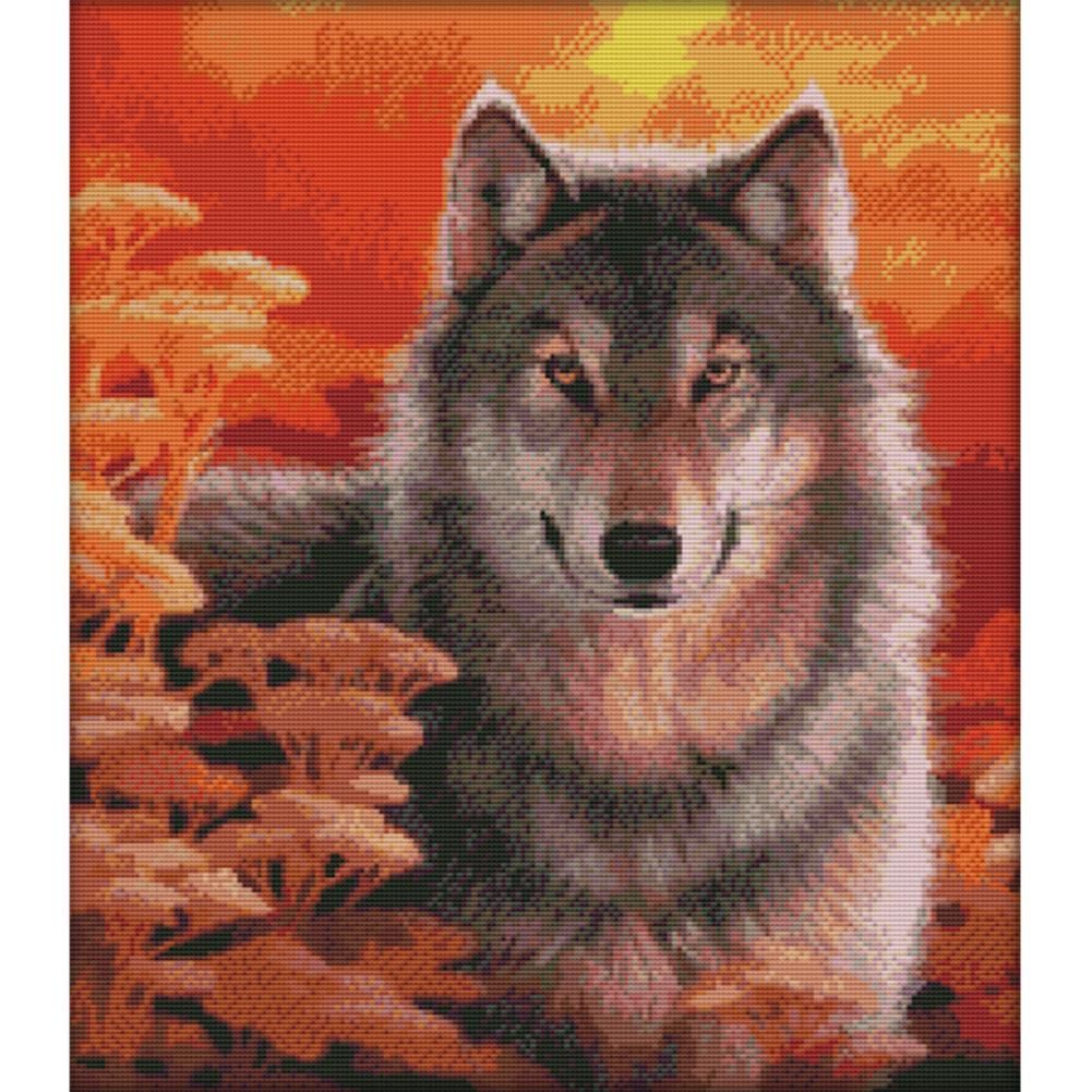 Wolf Fall DIY Print Cross Stitch 14CT Count Thread Needlework Sets (D310)