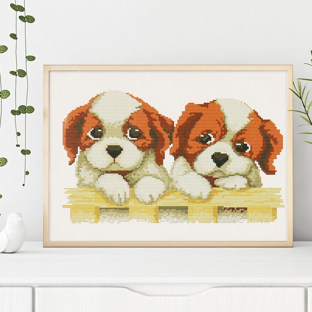 Cute Dog Cotton Thread Cross Stitch DIY Needlework Embroidery Kits Decor