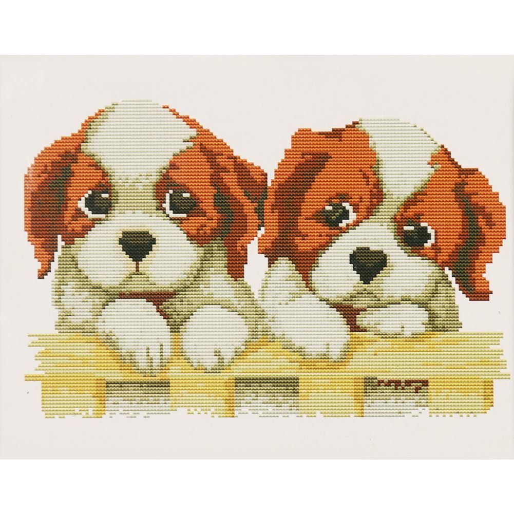 Cute Dog Cotton Thread Cross Stitch DIY Needlework Embroidery Kits Decor