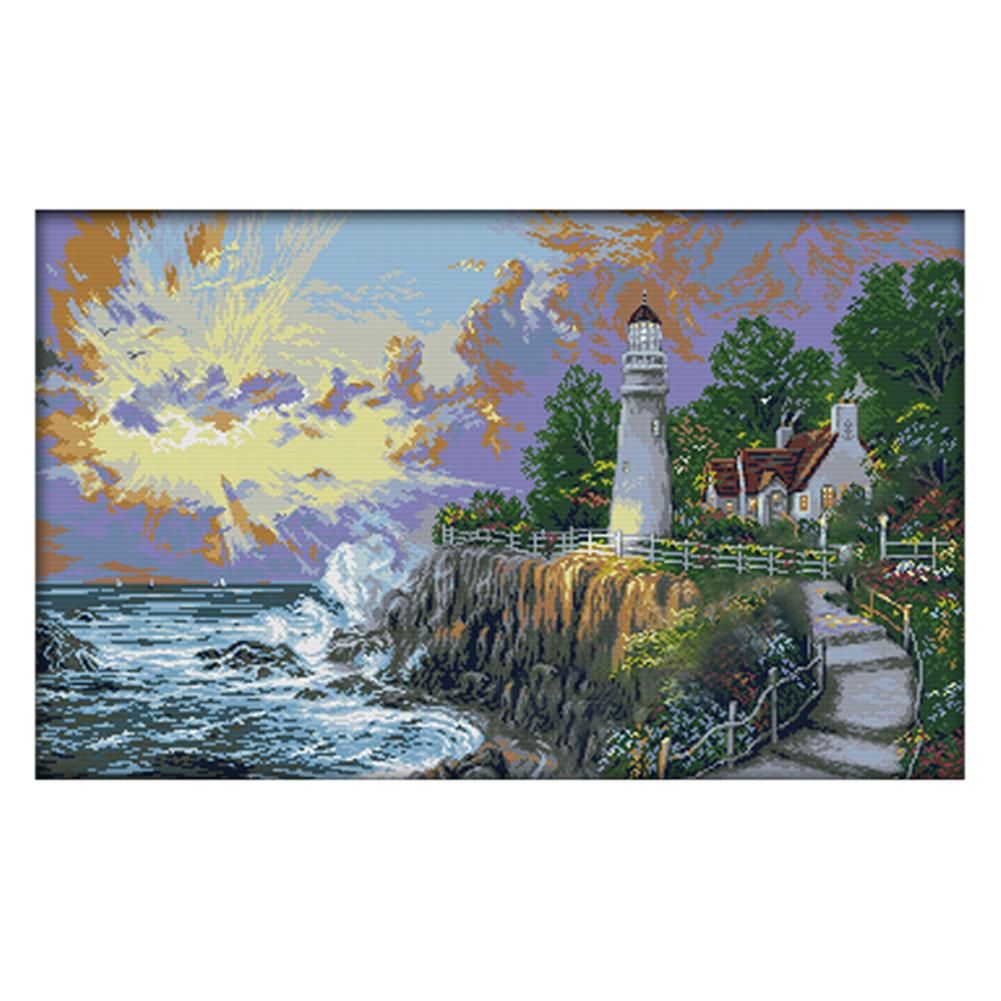 F650 Beacon Light Tower 14CT Printed Cross Stitch DIY Cloth Embroidery Kit