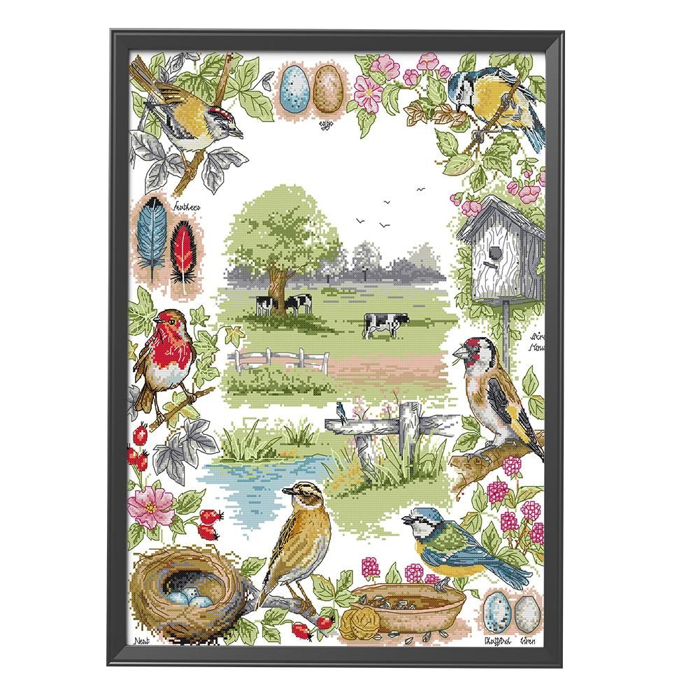 Landscape Cross Stitch Embroidery Kits 14CT Stamped Handwork  DA302 Bird