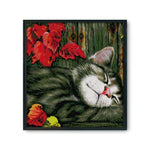 Cross Stitch Kits DIY Leaf Cat 14CT Stamped Embroidery 51 X 54cm  D361