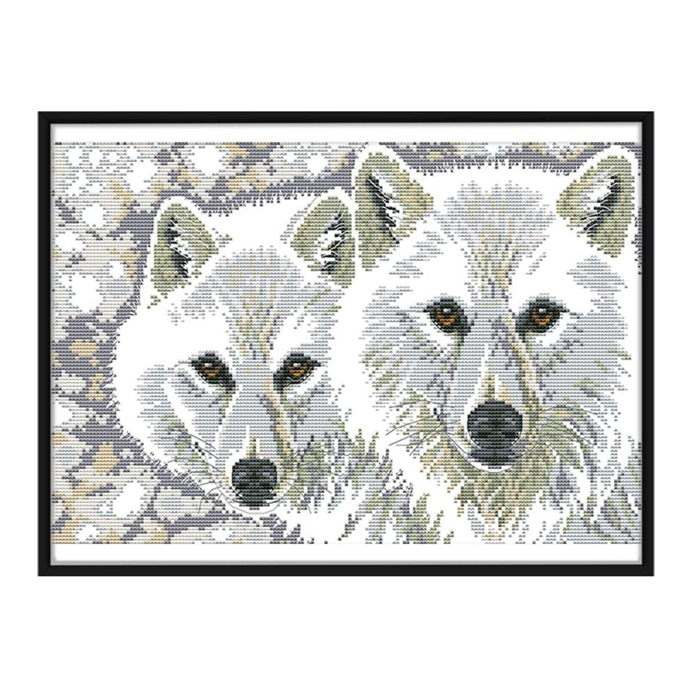 Wolf Brothers 14CT Stamped Cross Stitch Embroidery Canvas Needlework  D368