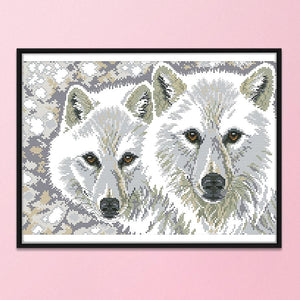 Wolf Brothers 14CT Stamped Cross Stitch Embroidery Canvas Needlework  D368