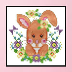 Stamped Cross Stitch Cute Animal 2 Strand 14CT Embroidery Set  Bunny KB098