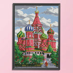 14CT Stamped Cross Stitch DIY Needlework Cotton Thread  F556 Red Castle