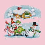 14CT Stamp DIY Room Needlework Christmas Snowman Canvas Cross Stitch  C599