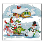 14CT Stamp DIY Room Needlework Christmas Snowman Canvas Cross Stitch  C599