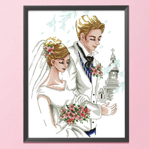 Stamped Cross Stitch Kit Western Wedding 14CT Embroidery  Wedding 4 R895